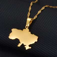 Подвеска карта Украины золотая 