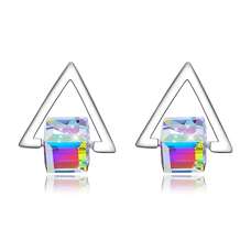 Срібні сережки трикутники з кристалами Сваровскі