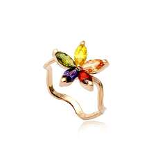 Кольцо цветок с разноцветными камнями